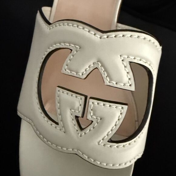 Brand new Gucci mystic white Platform Sandals cutout gg logo size 11 - Picture 12 of 15